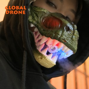 Global Drone GF-K5 Máscara de dinosaurio con rociadores de luz cambios de voz