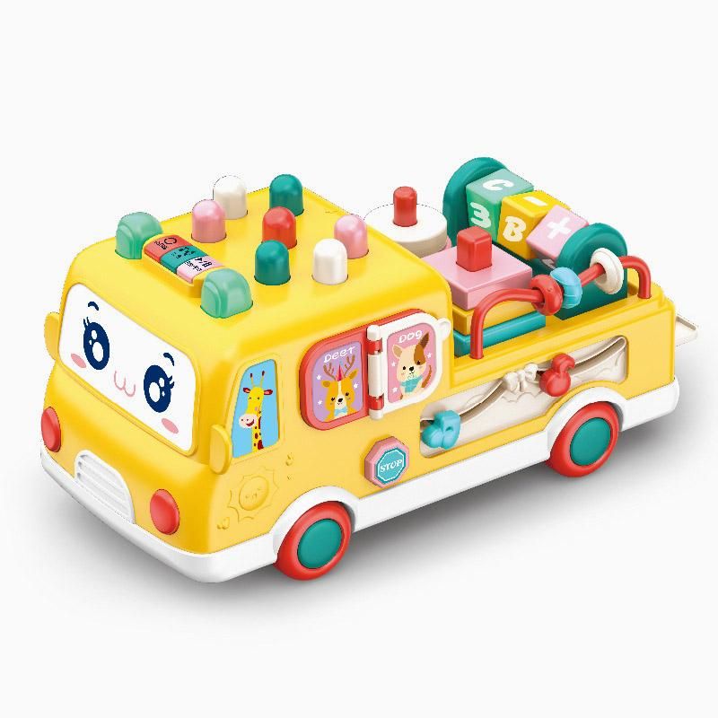 Multifunktions-Baby-frühes pädagogisches Spielzeugauto, Kinderbus, Spielzeug, Form, Kognition, Gehirn, Trainingsspielzeug mit Schlag auf einen Maulwurf und Musik