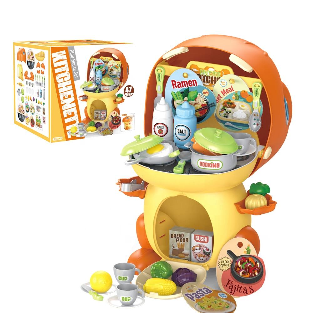 Naujas pristatymas 47 vnt Vaikams Maistas Žaislas Apsimesti, Žaidimo namas Įrankis Animacinių filmų Dinozaurų Virtuvės rinkinys Ikimokyklinio amžiaus Tvirtinimo maisto gaminimo įrankiai Žaislas berniukui