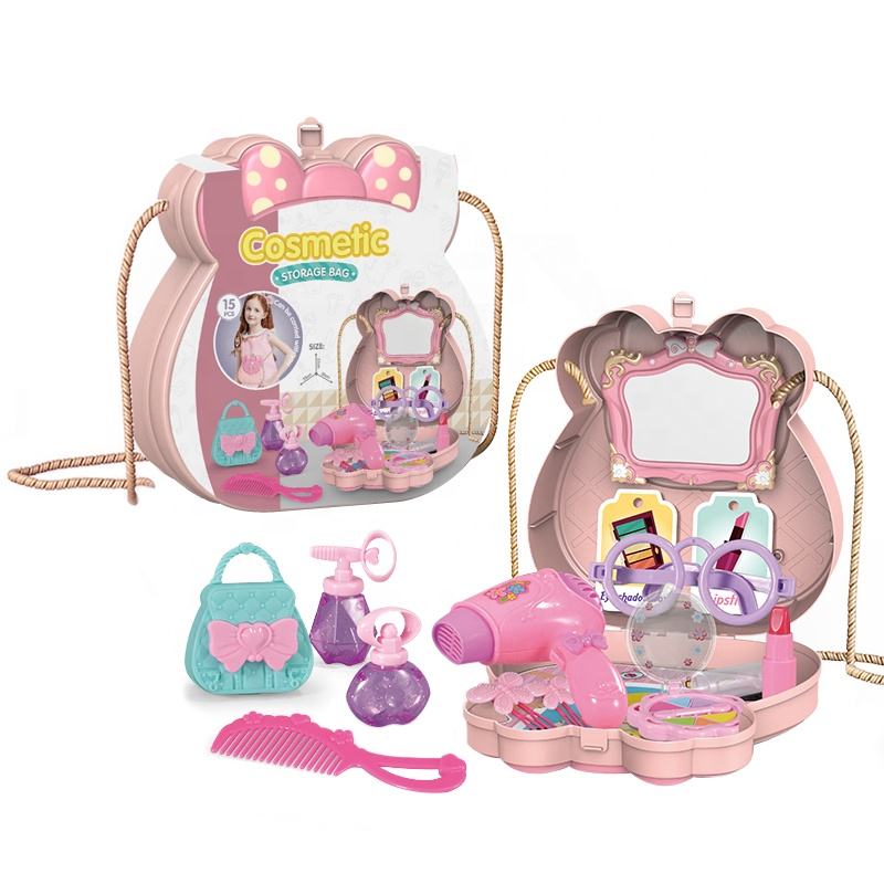 ເດັກນ້ອຍ Make Up Toy Pretend Play Cosmetic Set Portable Shoulder Bag Role Play Beauty Set Toys for Girl Birthday Gift