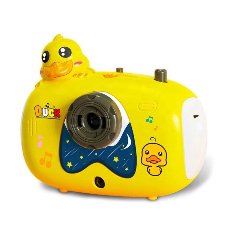Newest cute animal duck HD slideshow projection story telling camera toys kids fairy tale camera projector with lights and music