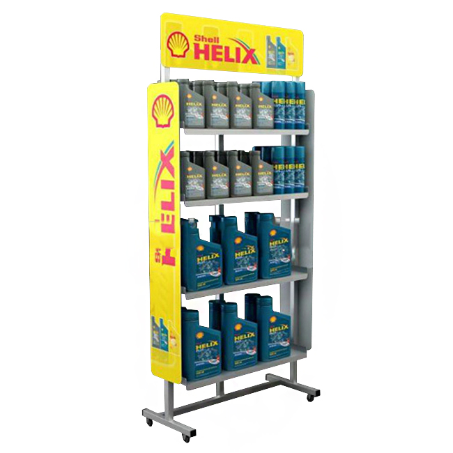 HELIX Floor e Hlophisitsoeng 4 Tiers Metal Car Lubricating Engine Oil Display Shelving For Retail Stores