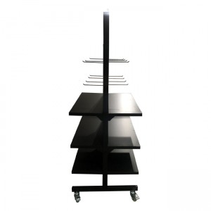 Floor Standing customized Store Kitchenware Accessories Metal Double Sided 6 Shelves Display Racks With Hooks