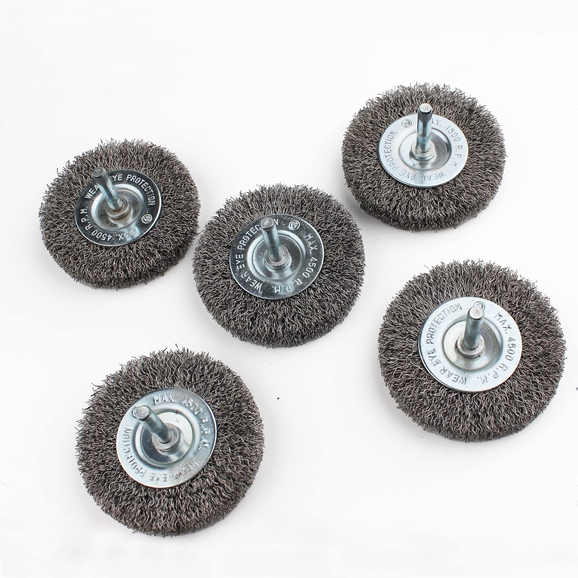 Plieninės vielos gofruotas ratų šepetys, skirtas kampinio šlifuoklio valymui nuo rūdžių ir paviršiaus poliravimui