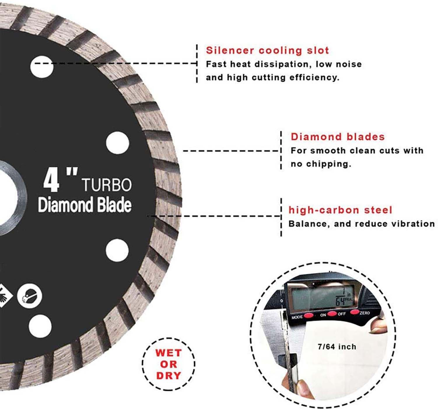 Πριονόλαμα Turbo Diamond για κυκλικό πριόνι κοπής πλακιδίων σκυροδέματος Μαρμάρινος γρανίτης