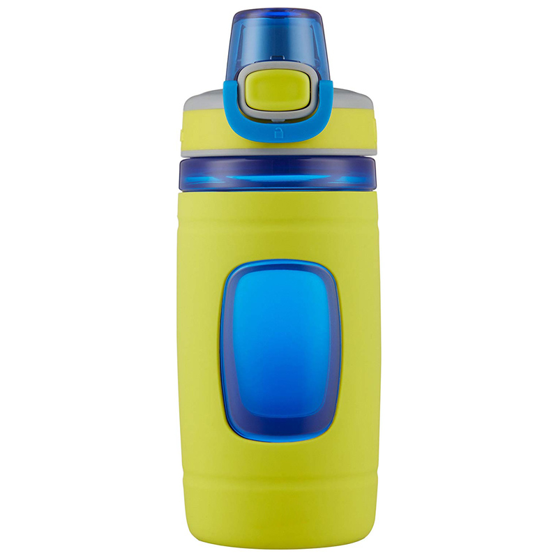 Bottiglia d'acqua per bambini, 16 once, pera fluorescente con azzurro, bottiglia d'acqua creativa macarone per i zitelli, verde oliva