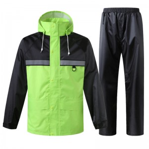 High Visibility Rain Gear Factories Pricelist - Unisex Motorcycle Two-Piece Rain Suit – Black/Hi-Vis  – Chuantuo