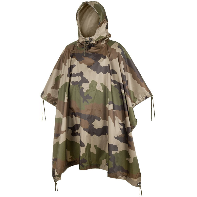 Lightweight Military Camo Hooded Rain Poncho