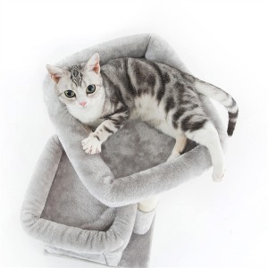 Grosir Pohon Kucing Menara Kucing Kecil dengan Bola Dangling dan Bertengger