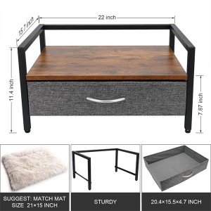 Lupum Modern Wood Pet Cat Bed Frame with Drawer