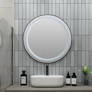 Nahiangay nga Stainless Steel Iron Frame Circular Led Lighting Bathroom Wall Mirror