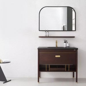 Miroir de salle de bain à coins arrondis en tube carré trapézoïdal