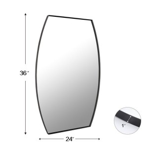 Pusiau ovalo metalinio rėmo vonios veidrodis Miegamojo veidrodis OEM metalinių dekoratyvinių veidrodžių gamykla