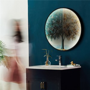 Mode LED Smart Spiegel Zwart Metalen Frame Woonkamer Moderne Huisdecoratie Muur