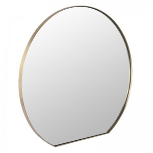 Неправилно кръгло стенно огледало с персонализирана златна рамка от неръждаема стомана за декорация на дома