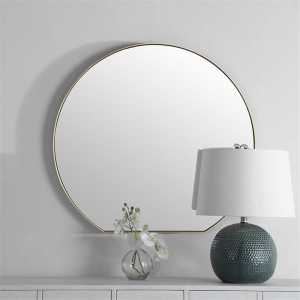 Espejo de pared circular irregular con marco de acero inoxidable dorado personalizable para decoración del hogar