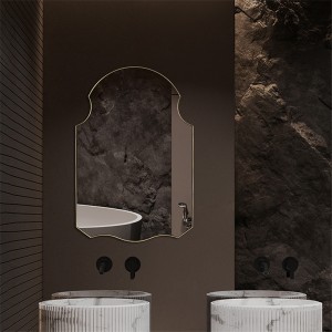 Nepravidelné moderné nástenné zrkadlo s kovovým rámom na dekoráciu kúpeľne a obývacej izby