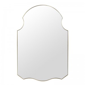 Oregelbunden modern vägghängande spegel med metallram för badrum och vardagsrumsinredning