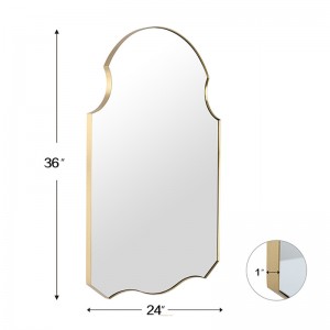 Сучасне настінне дзеркало неправильної форми з металевою рамою для декору ванної та вітальні