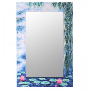 연꽃 잎 장식 프레임을 가진 거울은 지적인 거울 호화스러운 예술 벽 거울을 지도했습니다