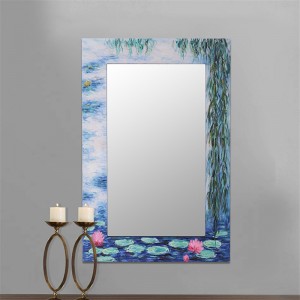 Дзеркало з декоративною рамою з листя лотоса Світлодіодне інтелектуальне дзеркало Розкішне художнє настінне дзеркало