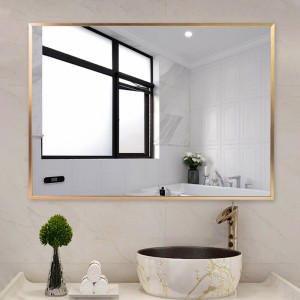 Rechthoekige spiegel met aluminium frame en achterpaneel, lichtgewicht en modern