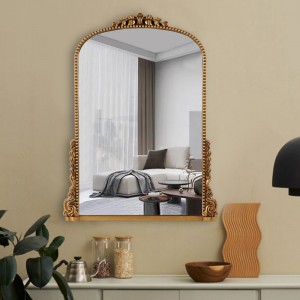 លក់ដុំកញ្ចក់តុបតែងជញ្ជាំងរបស់បារាំង Arched Pu Decorative Mirror Supplier