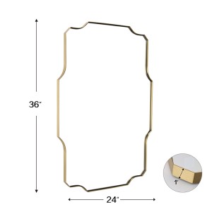 Onregelmatige badkamerspiegel met metalen frame, wandspiegel kan horizontaal of verticaal worden opgehangen