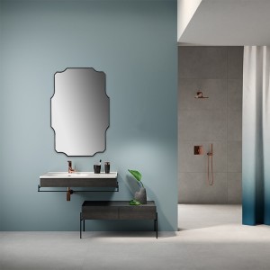 Nepravidelný kovový rám kúpeľňové zrkadlo nástenné zrkadlo možno zavesiť horizontálne alebo vertikálne