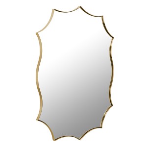 Një pasqyrë me kornizë metalike në formën e një luledielli me një formë të veçantë të çrregullt e punuar me dorë dhe e përshtatshme për përdorim në banjo dhomat e ndenjes