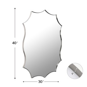 Kovové rámové zrkadlo v tvare slnečnice so špeciálnym nepravidelným tvarom ručne vyrobené a vhodné na použitie v kúpeľniach a obývacích izbách