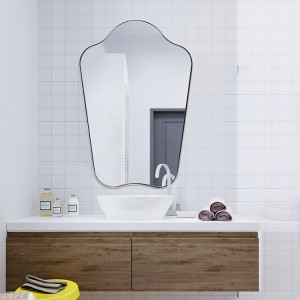 Espello de parede decorativo con forma irregular para decoración do cuarto de baño e dormitorio