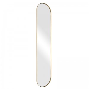 Veleprodaja ovalnog modernog zlatnog okvira ogledalo pune dužine prilagođeno veliko ogledalo za spavaću sobu od nehrđajućeg čelika za prodaju