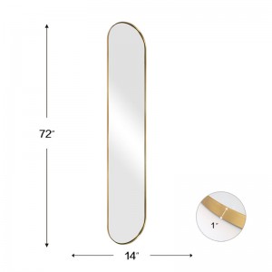 Hurtownia owalnych modnych złotych ramek pełnowymiarowych lusterek Dostosowane duże lustro do sypialni ze stali nierdzewnej na sprzedaż