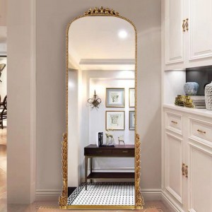 Cermin berdiri panjang penuh lantai Prancis Kutipan Cermin Dekoratif Pu Melengkung