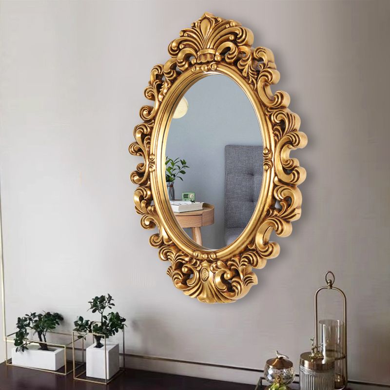 Prabangus klasikinis prancūziškas OEM Pu Decorative Mirror Antikvarinis sieninis veidrodis