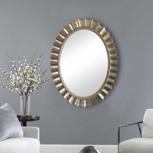 Circle Pu decoratieve spiegelleveranciers ronde badkamer Ingelijste spiegel
