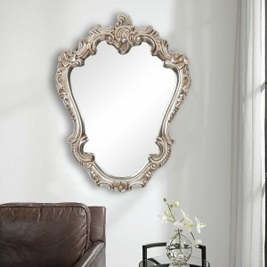 Espejo de pared antiguo de fábrica de espejo decorativo de Pu rectangular francés