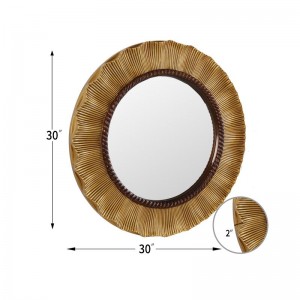 French antique home decor round wall mirror Pu Decorative Mirror Factory