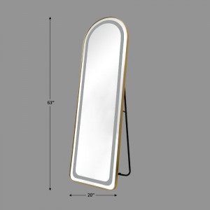 OEM בצורת מתכת מיוחדת מראה דקורטיבית LED חכמה מראת גוף מלא מסגרת אלומיניום