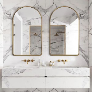 Дзеркало для ванної кімнати з арочною квадратною трубою з нержавіючої сталі. Котирування металевих декоративних дзеркал OEM