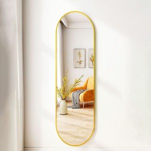 Облик на писта Огледало од алуминиумска рамка овално ODM Огледало во облик на домашен декор облекување ѕидно огледало без заден панел