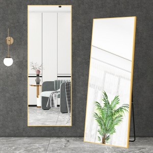 Miroir de sol rectangulaire avec cadre en aluminium à angle droit, miroir complet sans plaque arrière, super léger