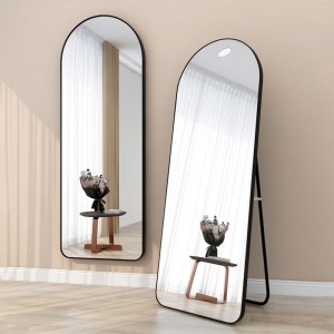 백 플레이트와 U자형 브래킷이 있는 알루미늄 프레임 아치형 R 앵글 전신 거울