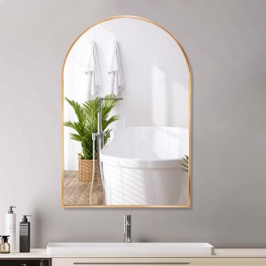 Gewölbte Badezimmerspiegel aus Aluminiumlegierung, Wandspiegel, HD-Bildgebung, Korrosionsbeständigkeit und Rostbeständigkeit