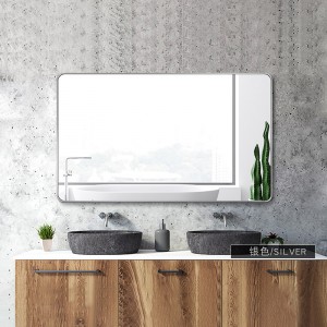 직사각형의 둥근 알루미늄 프레임 거울, 수평 및 수직으로 매달린 욕실 거울