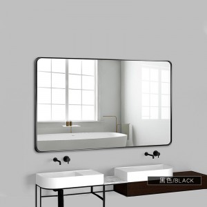 Cermin kamar mandi bingkai aluminium bulat persegi panjang digantung secara horizontal dan vertikal