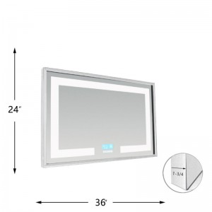 OEM Производител на LED огледало со метална рамка со специјална форма Сјајна рамка од нерѓосувачки челик паметно огледало