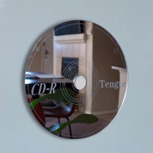 Oanpaste acryl rûne cd-foarmige dekorative spegels Modern ûntwerp gruthannel foar badkeamer wenkeamer en sliepkeamer muorredekor