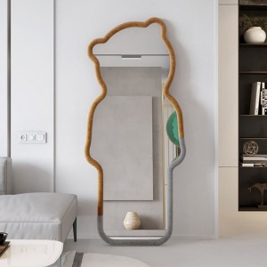 Espello decorativo irregular de pé en forma ondulada grande de parede Espello de pé de corpo enteiro